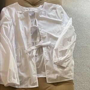 Chic White Tie-Front Women's Blouse